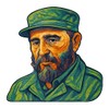 Fidel Castro Post Impression Style Sticker (3" x 3")