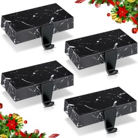 Yaocom 4 Pcs Christmas Stocking Holder for Mantle Fireplace Stocking Hangers Heavy Duty Stocking Hooks Xmas Weighted Stocking Hangers Socks Stand for Xmas Home Shelf(Marble)