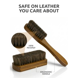 TAKAVU Leather & Upholstery Cleaning Brush Set, 100% Horse Hair Bristle, to Clean Car Seats & Leather Sofas, for Alcantara, Interiors, Furniture, Boots, Shoes, Bags and More