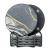 Absorbent Stone Coaster with Holder Set of 6 - Diatomite