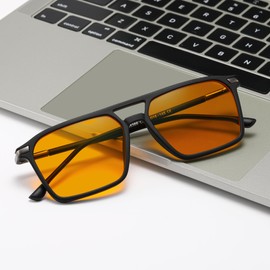 ZIHVEUC Amber 99% Blue Light Blocking Computer Reading Glasses Orange Lens for Better Sleep, Eye Strain Men Women Sun Readers（Leopard,250