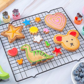 Sandwich Cutters for Kids Lunch 12 Pcs, Kimfead Cookie Cutters Set, Vegetable Fruit Cutters Shapes, Stainless Steel Biscuit Cutters, Dinosaur Mouse Heart Star