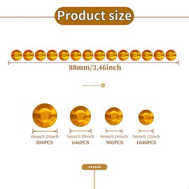 Doneace Acrylic Rhinestone Stickers, 3090 Pcs Gold Face Gems Hair Jewels for DIY Crafts Nail Makeup Decor, 4 Sizes 3/4/5/6 mm