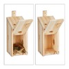 Relaxdays Nesting Box for Birds, for Hanging, Untreated Wood, Escape
