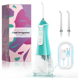 Cordless Water Flosser & Dental Pick for Teeth - 350ML Portable Oral Irrigator Tank Removable IPX7 Waterproof Home Travel Teeth Cleaner Professional Electric Flossing Machine - Blue