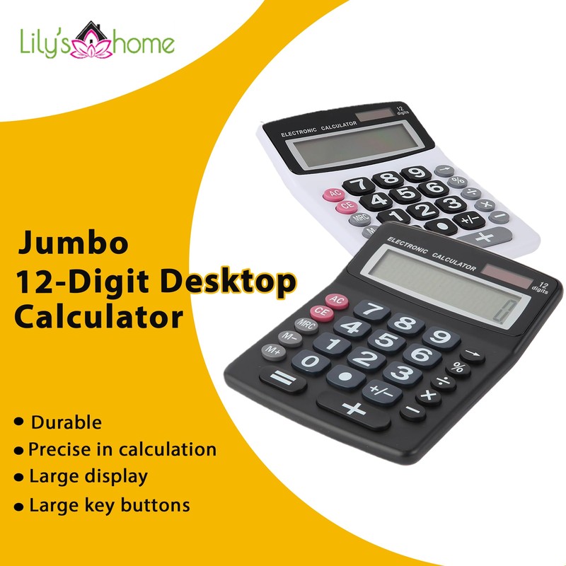 Lily' Home Jumbo 12 Digit with Solar Power, Large LCD