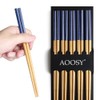 AOOSY 5-Pair Reusable Chopsticks,Natural Bamboo Chopsticks Classic Japanese Chop Sticks