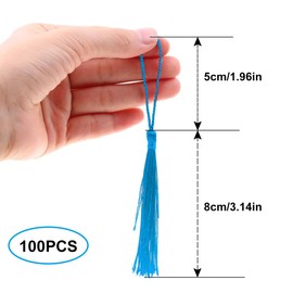 Handmade Tassels, Mini Tassels, Tassels Bookmarks, 100 Pieces Tassel Pendants, Silky Soft Colourful Tassels, Craft Tassel, for Making Jewellery, Souvenirs, Tassel Earrings (Blue)