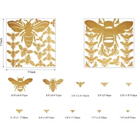 Bee Wall Decals Honey Bee Wall Decor Bee Wall Stickers Gold Honey Bee Decals, Honeycomb Wall Decals, Nursery Wall Decor Peel&Stick and Removable Decals for Bedroom