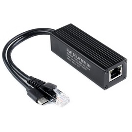 Industrial Gigabit PoE Splitter with IEEE 802.3af/at-Compliant 10/100/1000Mbps,Power Over Ethernet Splitter Adapter for Raspberry Pi 5 4B 3B+ 3B/Network Camera, 5V 5A 25W Output, USB Type-C Port