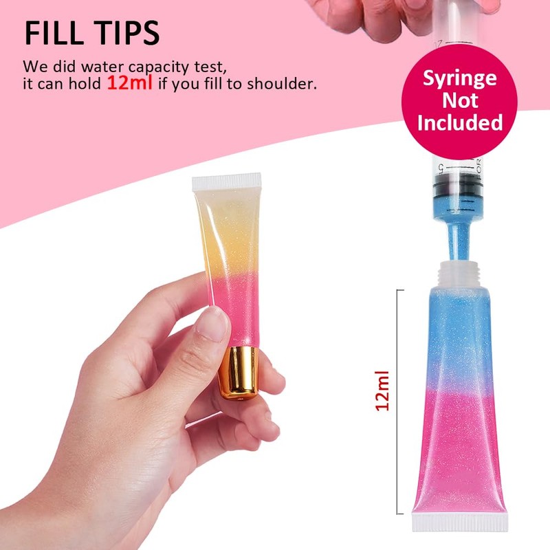 AMORIX 6PCS 10ml Lip Gloss Tubes Clear Empty Lip Balm