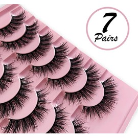Marfs Eyelashes Premium False Wispy Lashes Curl D Eyelashes Natural Look 7 Pairs Thickness 0.07mm Lashes Handmade false eyelash hair 3D Faux Mink Lashes