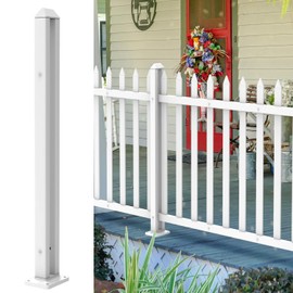 FLORALEAF PVC Pillar 36"H White Durable Post for Garden Vinyl Picket Fence Straight