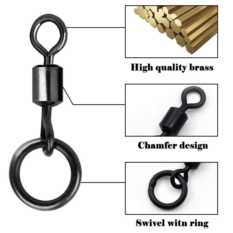 9KM DWLIFE Fishing Flexi Ring Swivels 30Pcs High Strength Micro