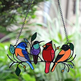 Birds On A Wire Suncatchers for Window Hanging-Birds Window Home Decor Gifts-Garden Suncatchers Metal Hummingbird Cardinal