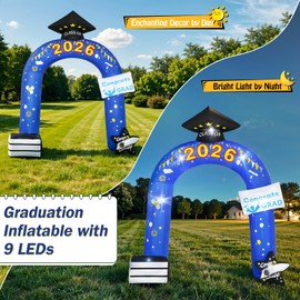 Lewondr 10FT Graduation Inflatable Outdoor Decorations, Inflatable Arch Class of 2026, Blow up Yard Decoration with 9 LED Lights for Graduation Party, 2026 Grad Decor for College High School