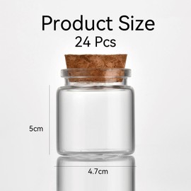 Suny Smiling 24 Pcs Potion Bottles with Cork, 1.7 oz Mini Clear Glass Jars for Spices, Herbs, Candy, Wedding Party Favors, DIY Crafts, and Decorations (24)