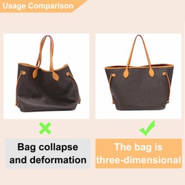 Doxo Dupontpaper Ultra Lightweight Purse Organizer Insert for Lv Neverfull MM/C.oach City 30/L.ongchamp Shoulder Bags,Bag Shapers for Luxury Handbags(White-Beige,MM)