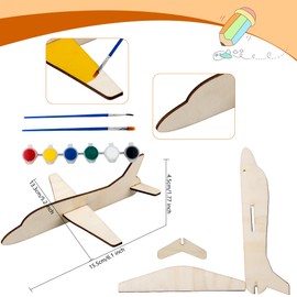 Feradny 24 Pack Wooden Airplane Toys DIY Paint Aircraft Wood Planes Handicraft Wood Airplane for Kids School Art Craft Projects Home Activity Birthday Gifts