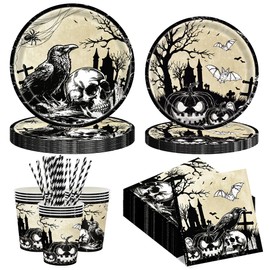 Halloween Party Tableware Set for 20 Guests, Party Decors Dinnerware Set