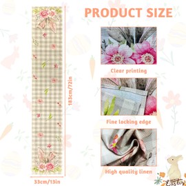 FairyPeach Easter table runner, Easter table runner, linen Easter table runner, table decoration for Easter, Easter egg Easter table decoration, Easter bunny decoration tablecloth (rabbit ears)