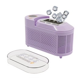 DUTTIETY Ice Maker Machine for Countertop 8 Cubes in 15 Mins 120W Smart Quiet Purple Portable Compact Ice Machine with Clear Cover and Clip for Home Kitchen Camping RV