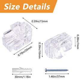 MOROBOR 24 PCS Glass Retainer Clips Kit, 10 mm Glass Clip Glass Cabinet Clips with Screws for Fixing Glass Cabinet Doors (Transparent with Silver Screw)