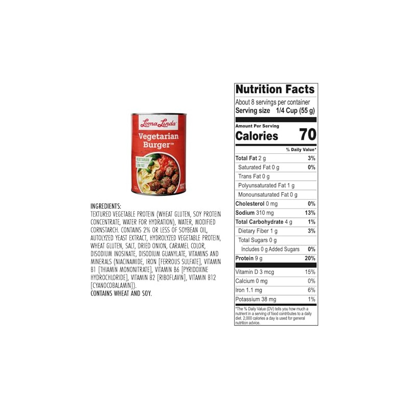 Loma Linda Vegetarian Burger (15 oz.) - Plant-Based