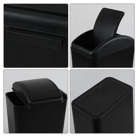 Afromy 15L Plastic Swing Top Trash Can, Slim Garbage Can with Swing Lid, Black