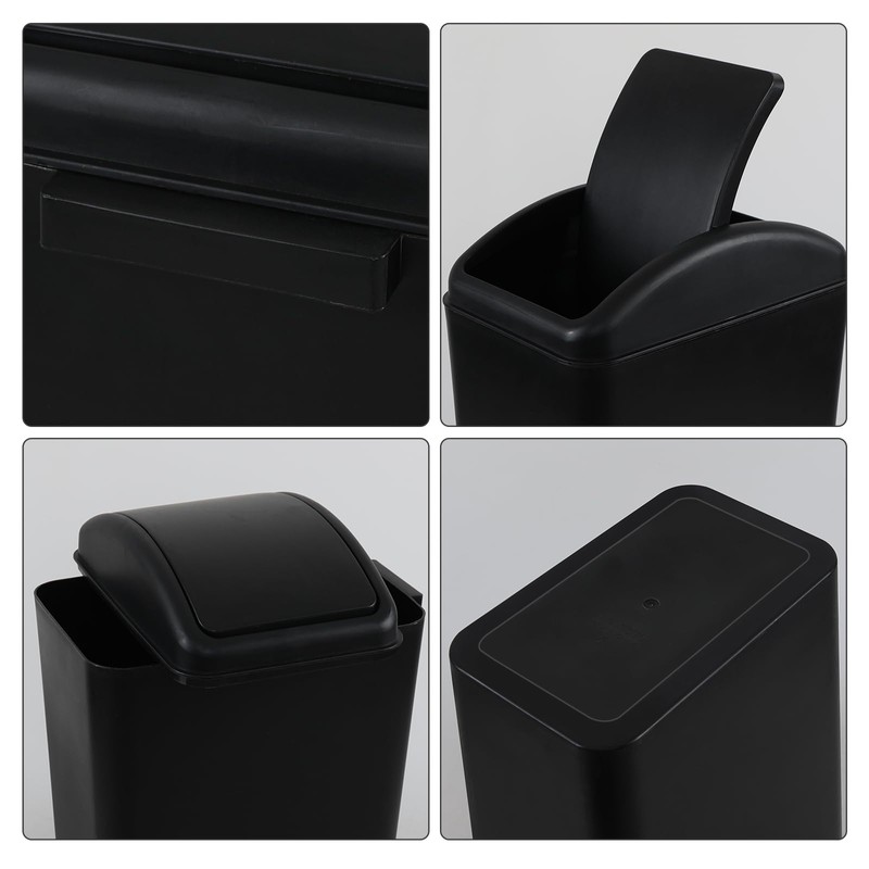 Afromy 15L Plastic Swing Top Trash Can, Slim Garbage Can