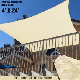 TANG Sunshades Depot 4' x 24' Sun Shade Sail Square Permeable Canopy Beige Customize Commercial Standard 180 GSM HDPE