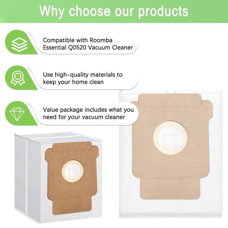 12 Pack Q0520 Vacuum Bags for iRobot Roomba Vacuum 2