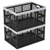 2-Pack 42L Plastic Folding Storage Crate, Collapsible Basket Crate