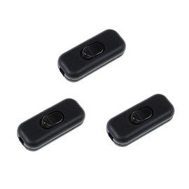OMIGA Pack of 3 Cord Switch 2-Pin Cable Switch Intermediate Switch 250 V/6 A for 2 Core and 3 Core Small Appliances or Lamps Light Switch Black