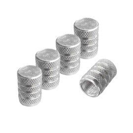 Ziciner 5 PCS Car Tire Valve Stem Caps, Aluminum Tire Air Cap Set, Dust Proof & Corrosion Resistant Stem Covers, Universal for Cars, SUVs, Bikes Bicycles, Trucks, Motorcycles (Silver & White)