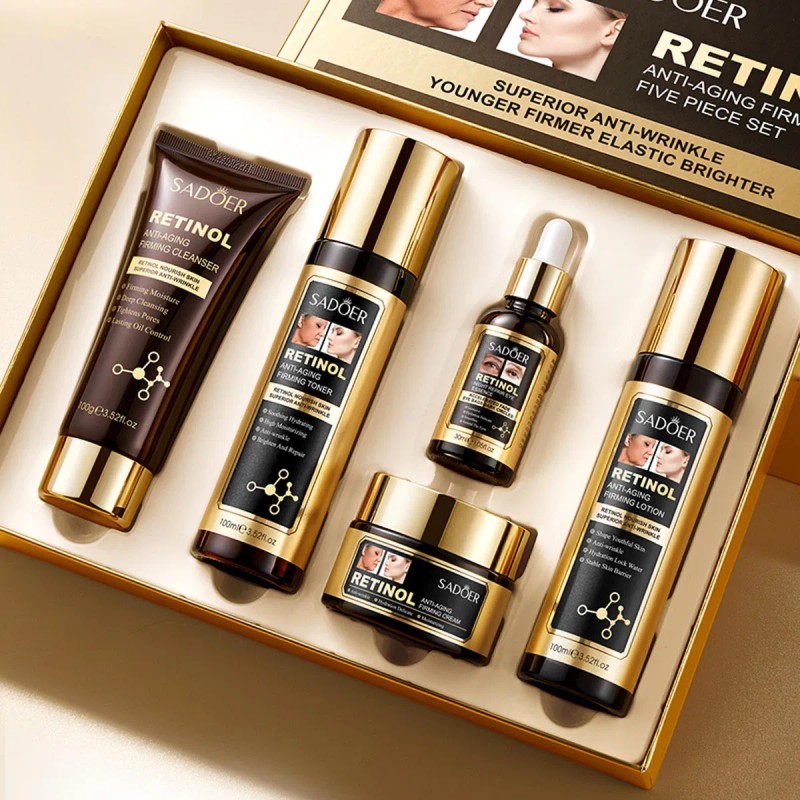 Set Antiedad Retinol 5 Piezas 230ml Crema, Sérum, Tónico