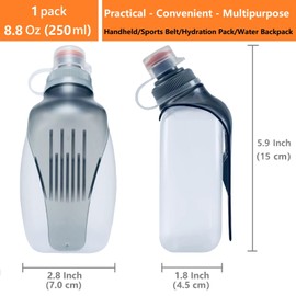 HECHZSO Water Bottle for Running No-Bounce with Quick-Clip & Dust-Proof Cap 8.8oz(250ml) BPA-Free Soft Flask for Running Walking Hiking Cycling(1 Pack)