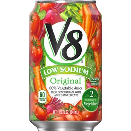 V8 Low Sodium 100% Vegetable Juice, 11.5 oz. Can