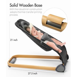 Fodoss Baby Bouncer - Portable Baby Bouncer Seat for Infants, Ergonomic Design Baby Bouncer Chair, Bouncer for Babies 0-12 Months, Black