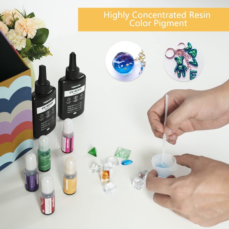 LIGHTWISHレジン 着色剤 レジン液 UVレジン用染料 メタリックカラー 10色 エポキシ樹脂顔料 高濃度 レジン液用 樹脂着色用