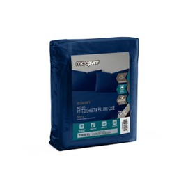 MICROPUFF 2- Piece Set- Twin XL Size Fitted Sheet with Standard Pillowcase Set – Soft, Durable, and Fade-Resistant Microfiber Bedding – Wrinkle Free (Flat Sheet Not Included) Navy