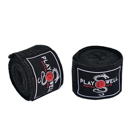 Playwell Martial Arts Childrens Black Cotton Boxing Hand Wraps 2.5m Long