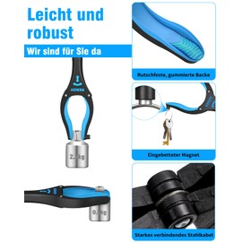 Kekoy Greifzange für Senioren 91cm Aluminium Müllzange, Faltbare Greifer für Senioren, Drehbar Müllgreifer, Extra Langer Greifarm, Greifhilfe für Menschen mit Magnetspitzen(Himmelblau)