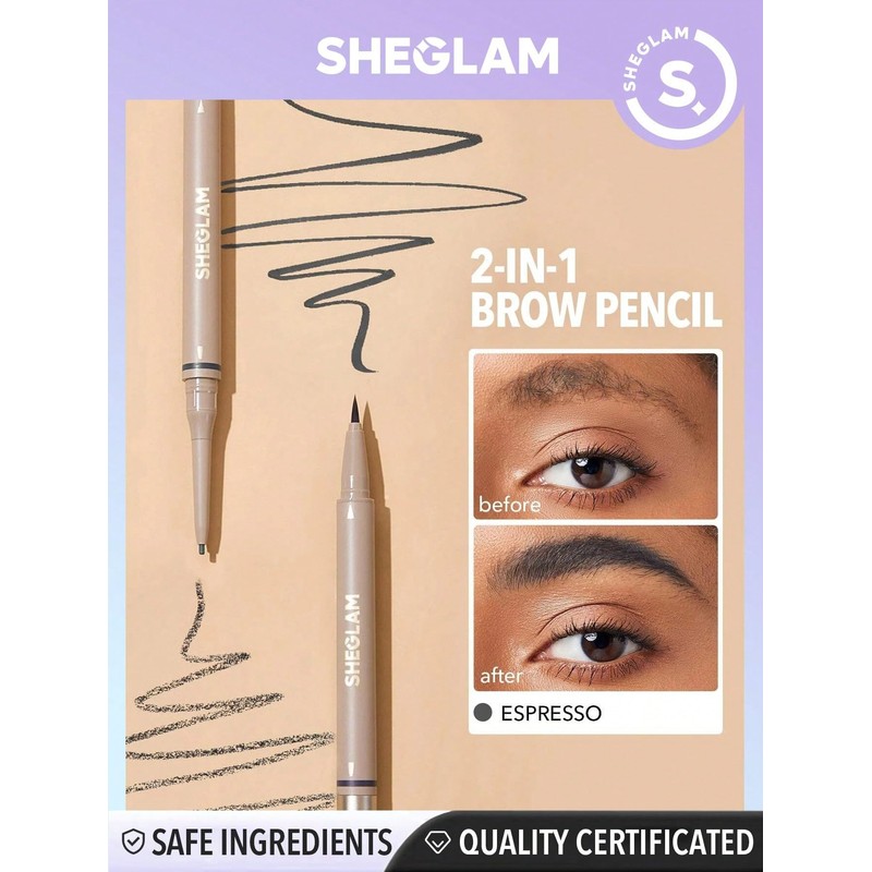 SHEGLAM 2 in 1 Eyebrow Pencil - Espresso Waterproof