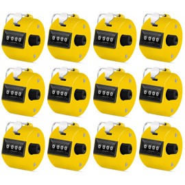 Eliamo Contador de conteo Manual de 4 dígitos, Contador de Vueltas de 4 dígitos, Contador de Clic Manual mecánico con Anillo de Dedo para Escuela Golf y hilera de Punto, Color Amarillo