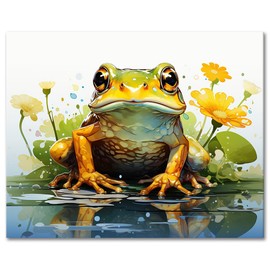 TISHIRON Frog Paint by Numbers Adults Animals DIY Painting by Numbers for Adults with Brushes Lotus Leaf Painting Sets Painting by Numbers Kits on Canvas Crafts 40 x 50 cm Frameless
