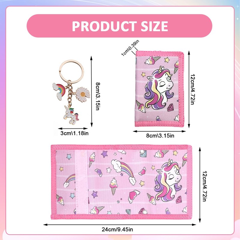 Kinder Brustbeutel - Dreifach Gefaltete Geldbörse Mit Schlüsselanhänger, Einhorn Geldbörse