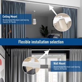 Room Divider Curtain Rods Track Ceiling Curtain Track or Wall 18 FT with Clips Heavy-Duty Curtain Tracks White Suitable for Living Room Bedroom Bathroom