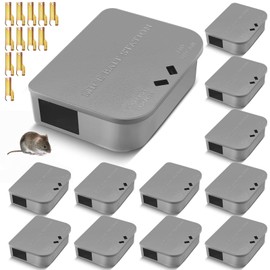 Qualirey 12 Pcs Mouse Bait Stations Mouse Stations with Keys Traps, Keeps Children and Pets Indoor and Outdoor, Only for Small Mice, Bait Not Included (Gray)