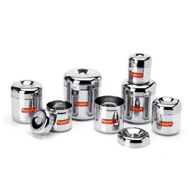 Sumeet Stainless Steel Vertical Utility Canisters/Ubha Dabba/Storage Containers Set of 7Pc (125ml,160ml,200ml,280ml,320ml,500ml,650ml)